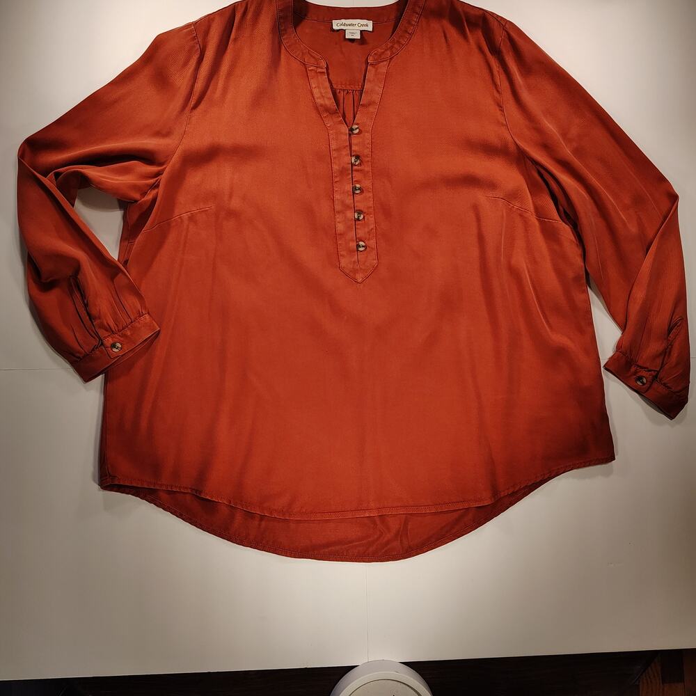 XL Coldwater creek burnt orange long sleeve blouse, Cute, Fall, Autumn